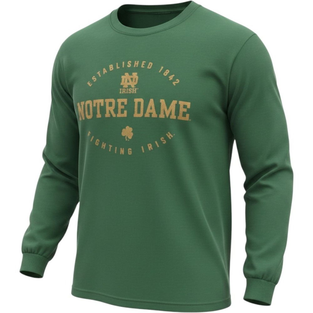 Vintage 90s Adidas Notre Dame Long Sleeve Shirt Mens XL Green Fighting Irish